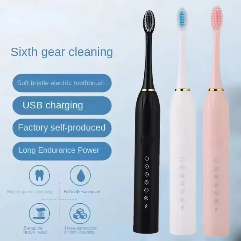 6 Clean Modes Washable Teeth Whitening and Cleaning Brush X-3 Sonic Electric Toothbrush USB Rechargeable Tooth Brush For Adult