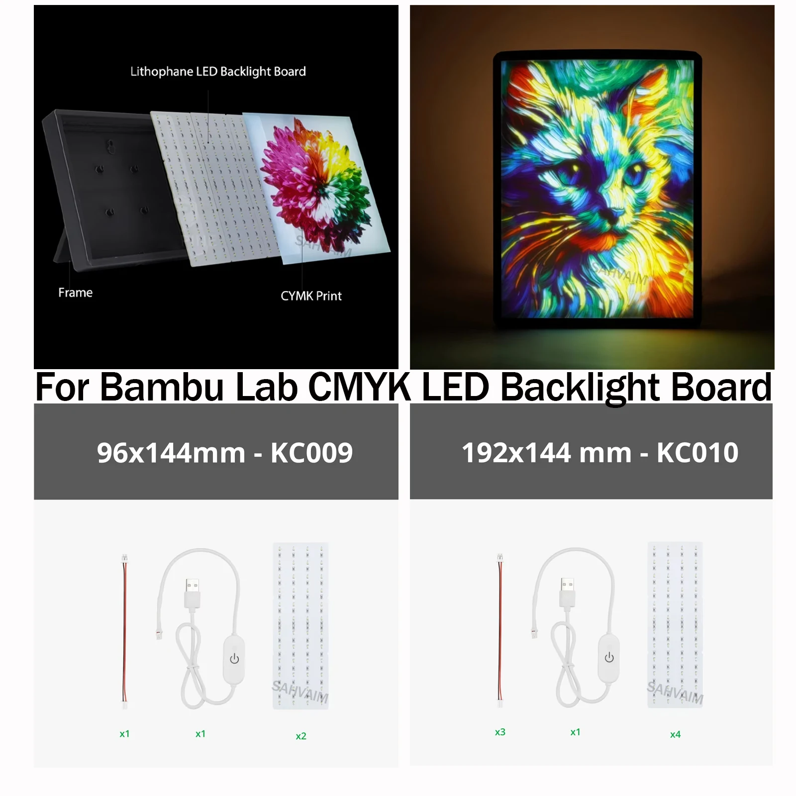 For Bambu Lab CMYK LED Backlight Board Bambu Lab CMYK Lithophane 3D Print Lithophane Photo