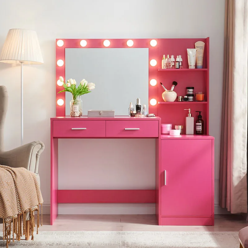 

Large Drawer Dressing Table Nordic Vertical Light Mirror Dressing Table Vanity Makeup Penteadeira Para Quarto Bedroom Furniture