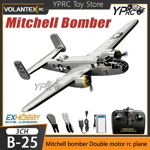 Volantex B25 Mitchell Bomber RC Airplane Fixed Wing 3-Channel Double Motor 2.4G Rc Plane XPILOT Stabilization System 76210