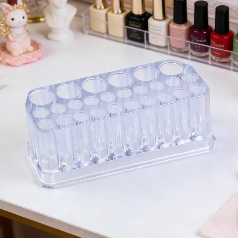 26 Holes Acrylic Nail Brushes Organizer Nail Art Kit Storage Tools Makeup Cosmetics Pen Display Case Holder Holder Showing Shel