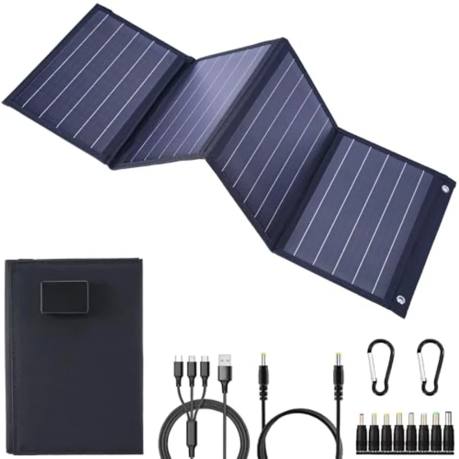 2026 Upgrade 40W Foldable Solar Panel Charger 25 High Efficiency Portable N Type Cell USB-C USB-A DC12V MPPT Fast Charging IP67