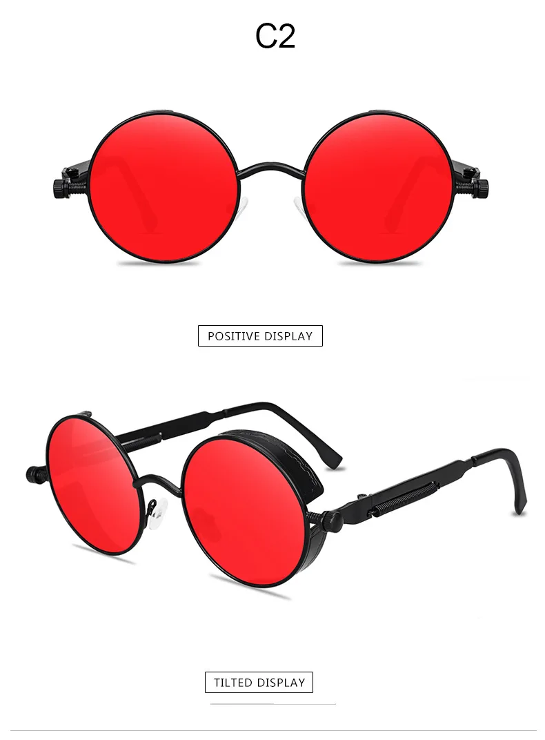 Metall Steam Punk Stil Sonnenbrille Steampunk Mode Männer Retro Runde Sonnenbrille – Detail 9
