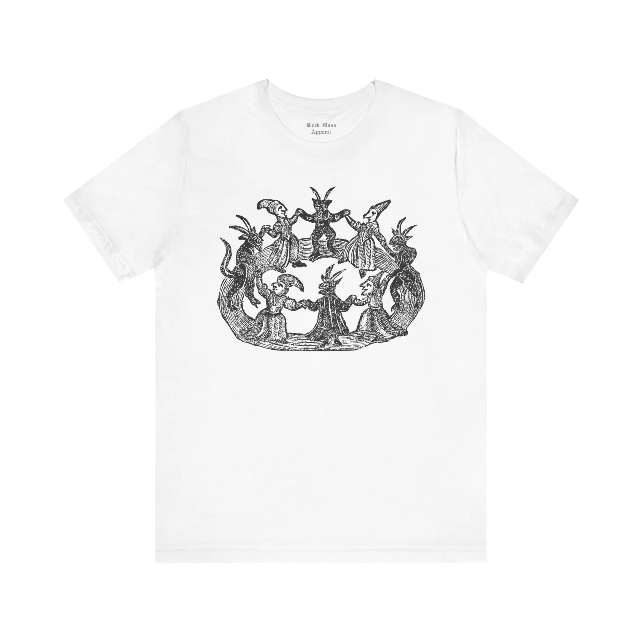 Witches and Wizards II, Vintage Woodcut Shirt, Occult Art T-shirt, Black Magic, Witchy, Coven, Witchy Jersey Short Sleeve Tee - view 3