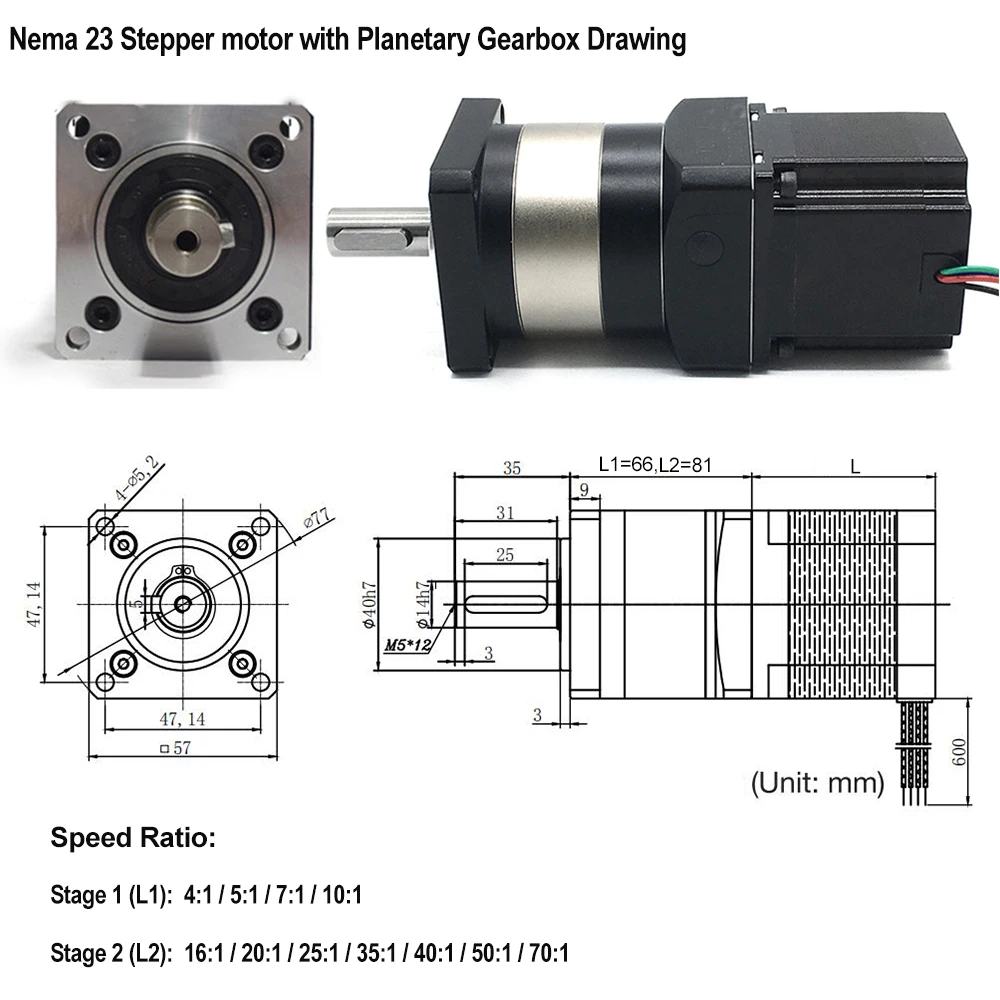 Planetary Reducer with 57 Motor Step-down Gearbox Nema 23 Reducer Reduction Gearbox for CNC Router Manipulator Milling Machine