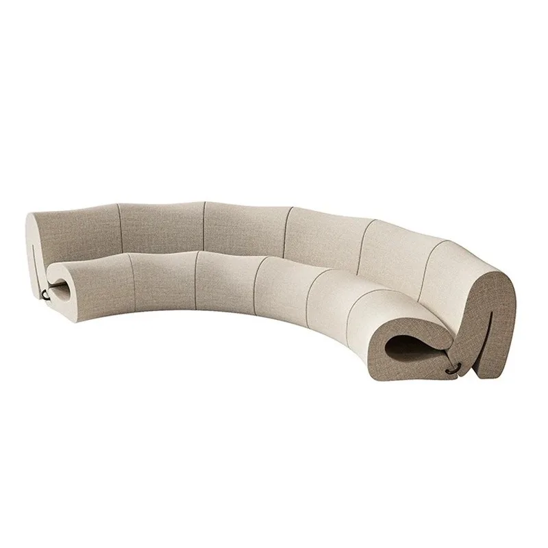 

Curved combination sofa light luxury hotel lobby special-shaped creative fabric sofa