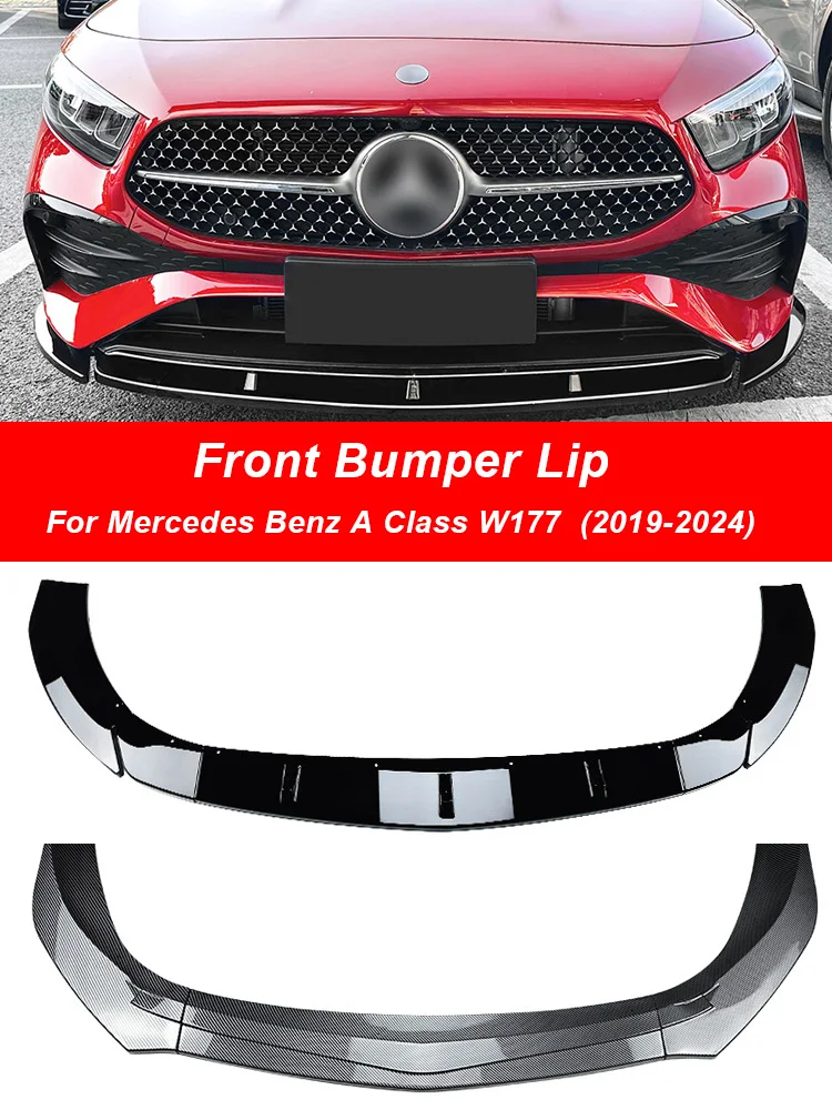 

For Mercedes Benz A Class V177 W177 Car Front Bumper Lip Spoiler Canard Covers Body Kits A35 A180 A200 A220 A250 AMG 2019-2024