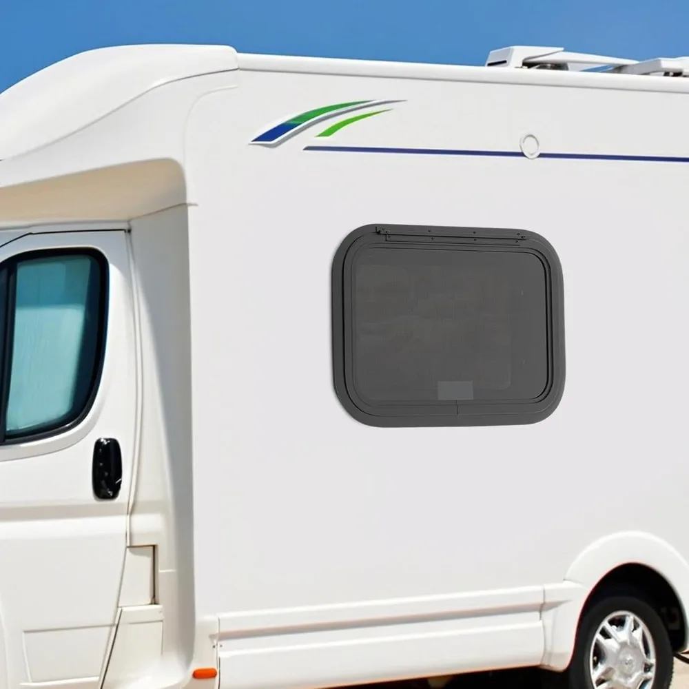 نافذة خروج RV زجاجية مع حواف وشاشة، 22 × 15، لاستبدال الطوارئ لمقطورة الشاحنة والبضائع