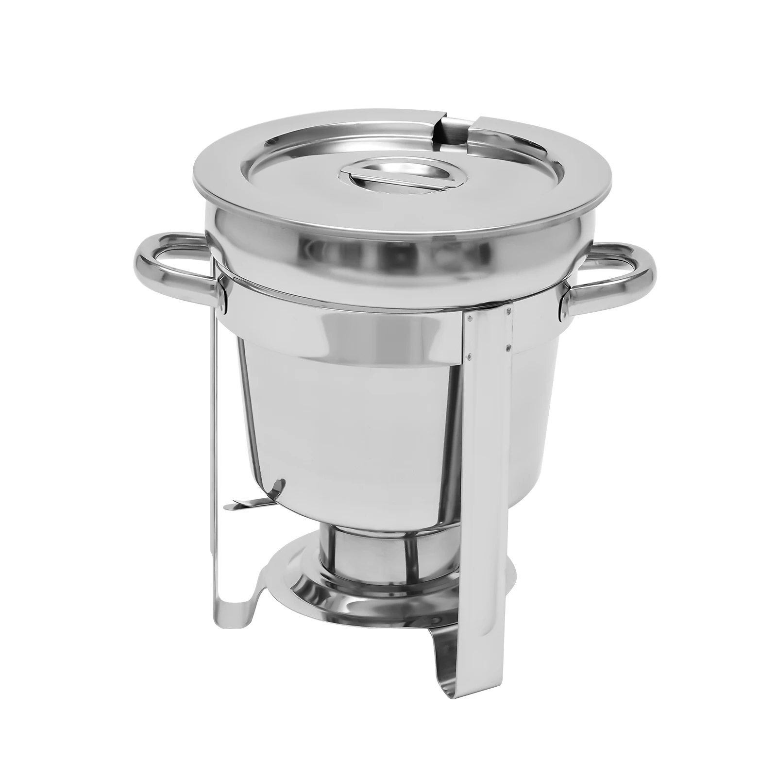 Pentola per zuppa in acciaio inossidabile da 7 litri, bollitore per zuppa rotondo, set scaldavivande, per servire salse, stufati, zuppe e coppette