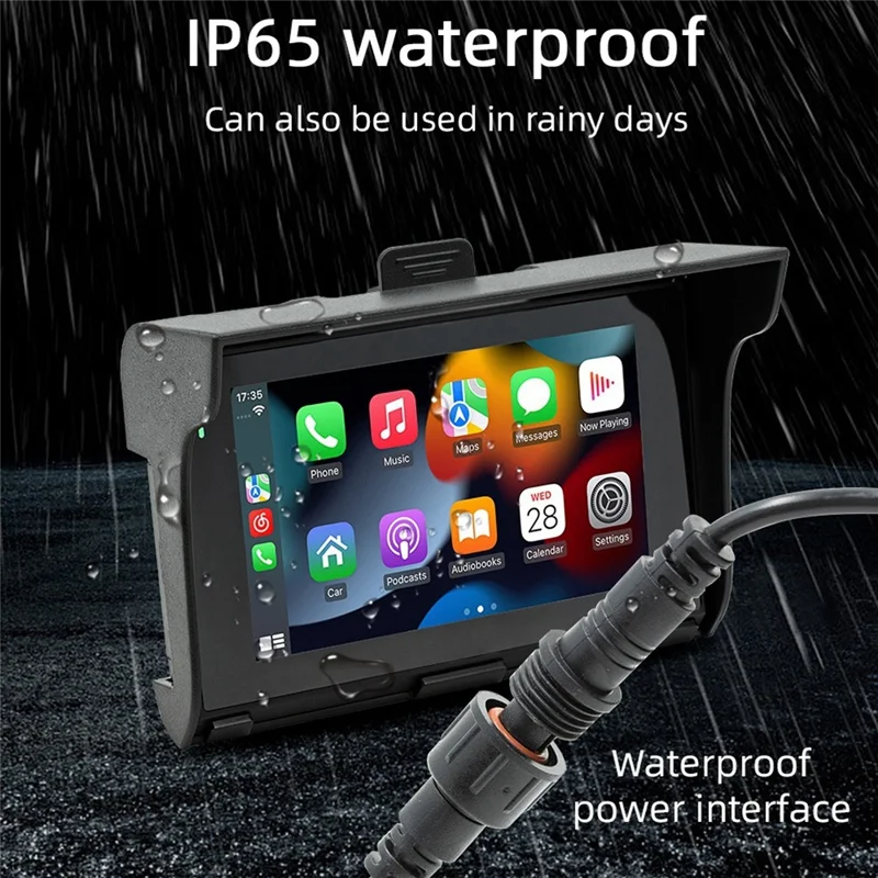 5 Inch Portable Motorcycle Capacitive Display for Wireless Carplay Android Auto IP65 Waterproof Motorcycle Screen