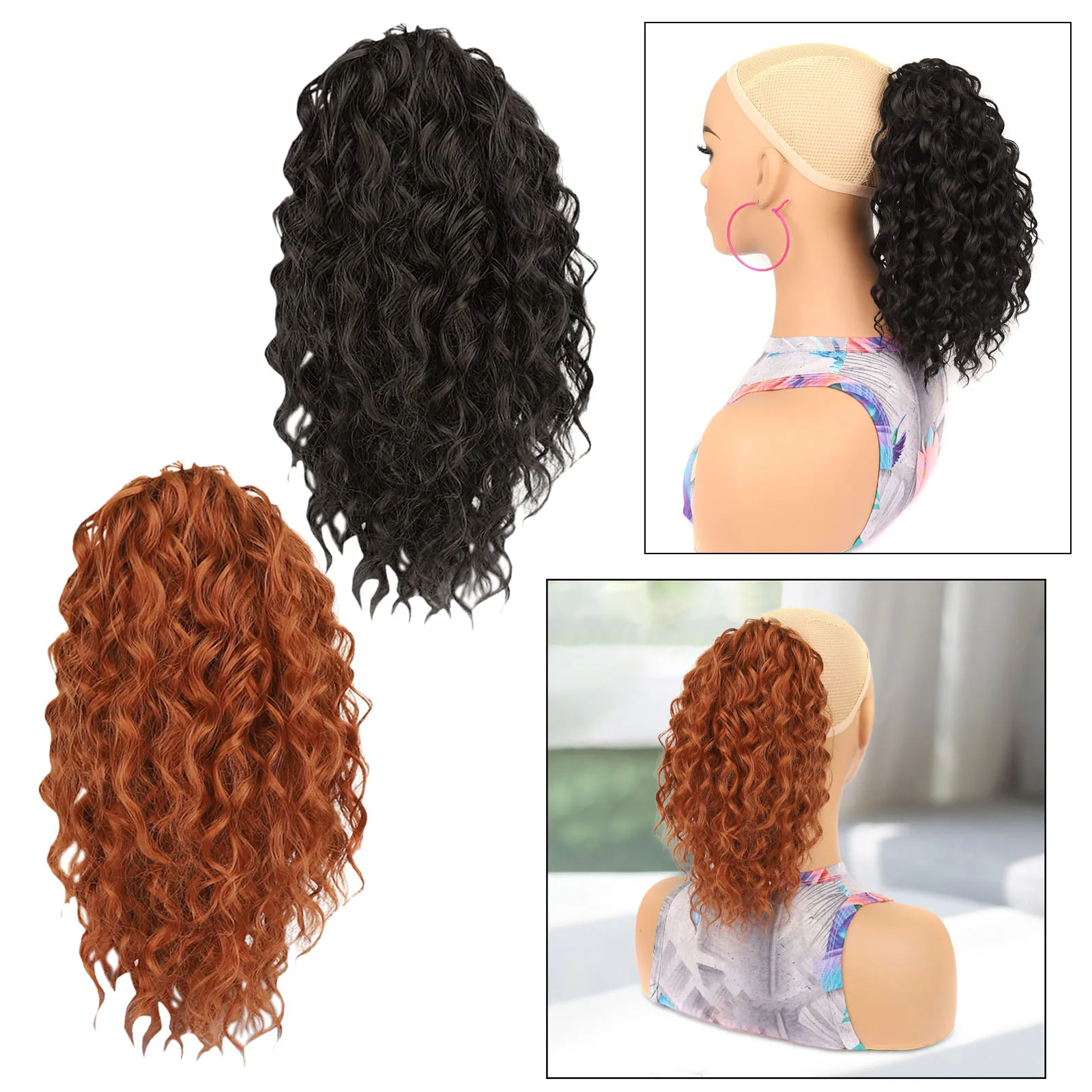 

Drawstring Ponytail Loose Hairpieces Clip Afro Short Curly Wigs Drawstring Curly Ponytail for Women Ponytail Extension Daily Use