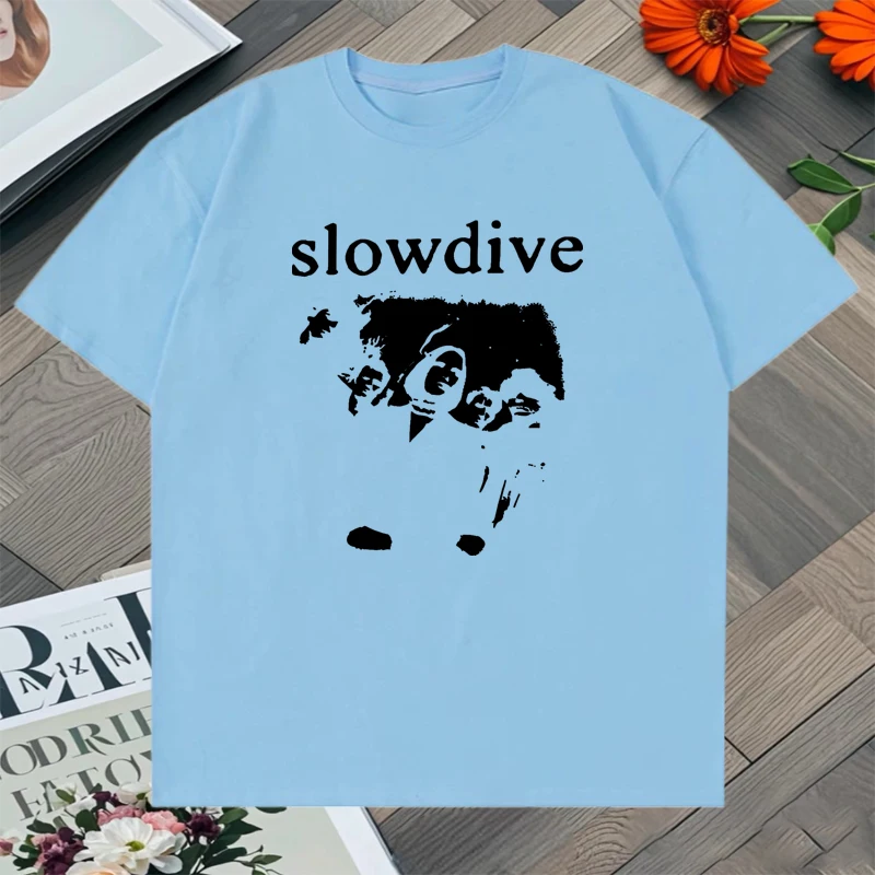 الصيف Slowdive الجرافيك تي شيرت مطبوعة الرجال النساء المتضخم الجولة الرقبة تي شيرت موضة 100% القطن أساسيات اليومية رداء علوي غير رسمي