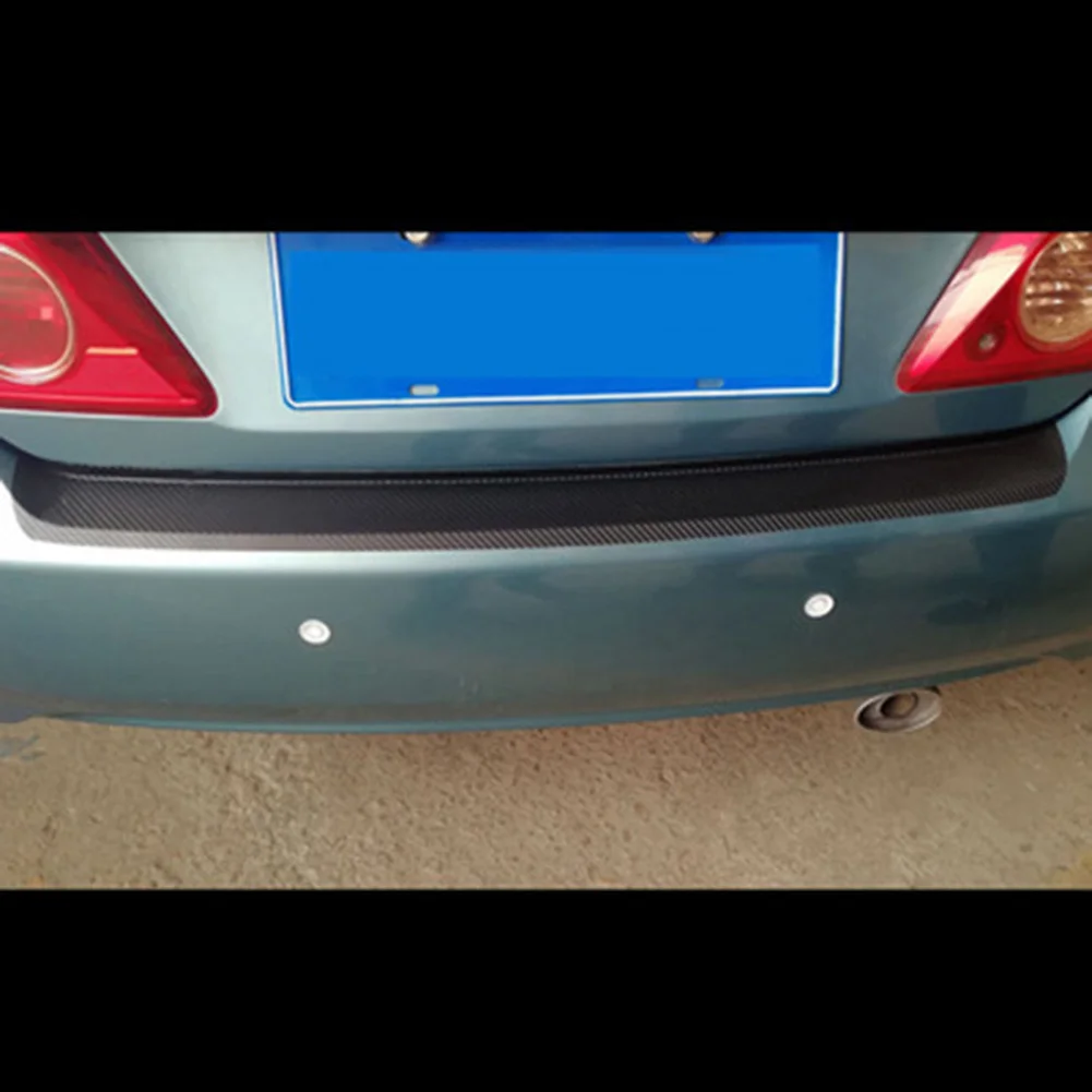 Carbon Fiber Car Rear Bumper Trunk Tail Lip Sticker Fit Carbon Fiber Pattern PVC Material 90x8cm Size Carbon Fiber