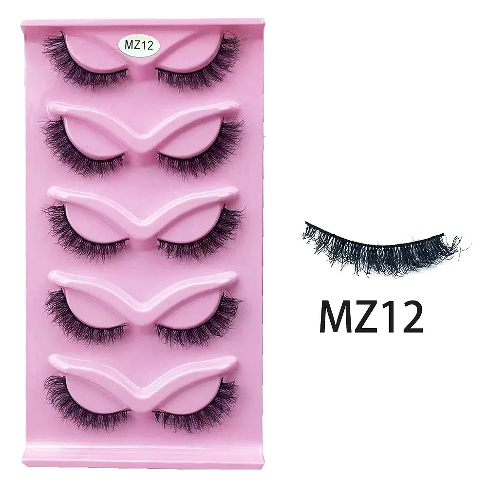 1/scatola 5 paia di ciglia 3D ciglia finte naturali Fluffy Soft Cross 5 paia di ciglia Manga Wispy Natural Eyelash Extension Makeup