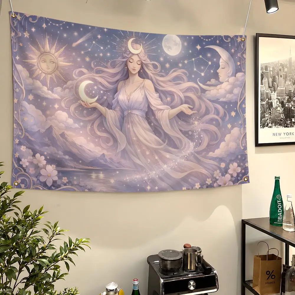 Art Goddess Girl Divine Feminine Mythic Flags Wall Hanging Flag Banners For Birthday Parties Outdoor Bedroom Dorm Room Decor