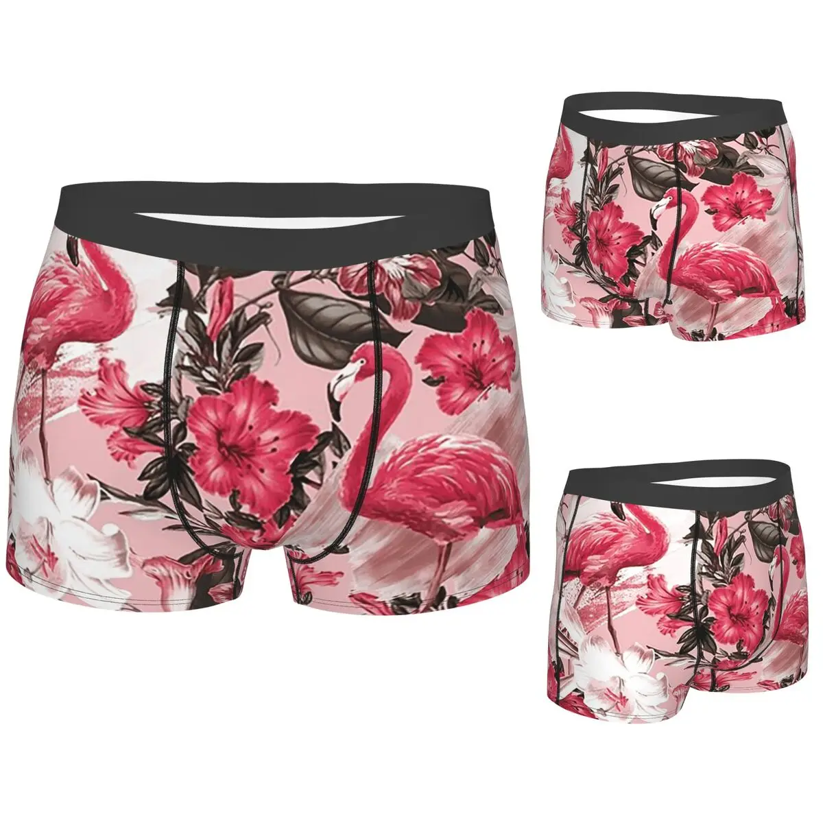 

Boxer Underpants Shorts Flamingo And Floral Panties Men Ventilate Underwear for Homme Man Boyfriend Gift