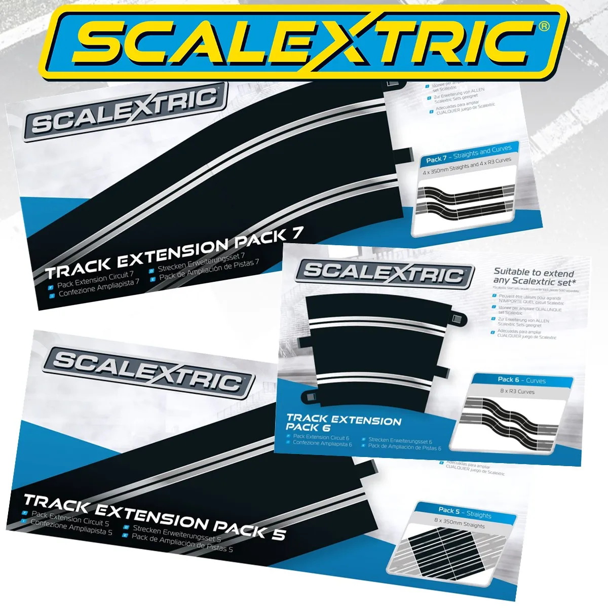 Scalextric Slot Car 1/32 Track Extension Pack C8554 / C8555 / C8556