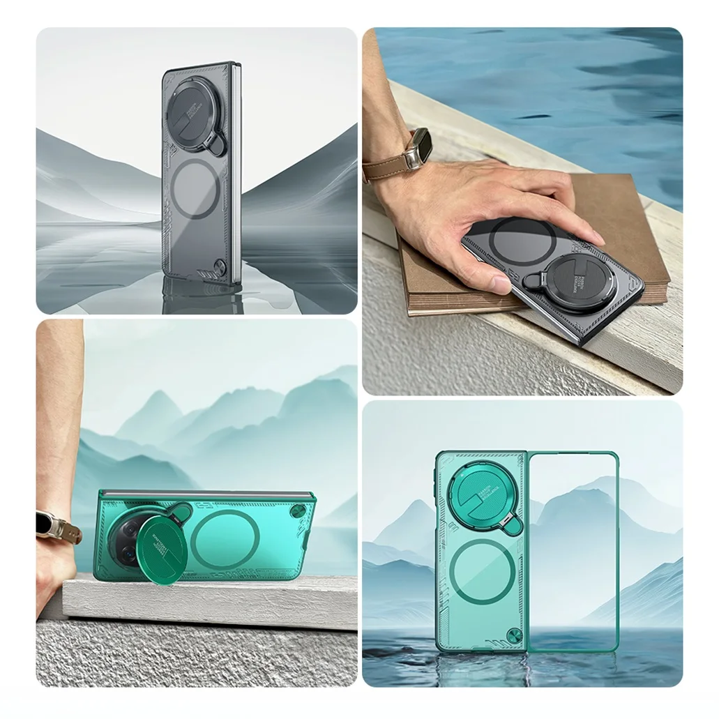 For OPPO Find N5 MagSafe Transparent Case NILLKIN Iceblade Fold Camera Protective Magnetic Cover For Find N5 With Metal Stand - view 2