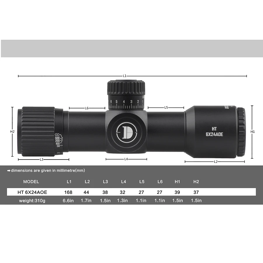 Discovery HT 6X24AOE Super Ultra-Short Compact Scope Red Green Illuminated Sight Design For Air Guns & Light Weight Firearms