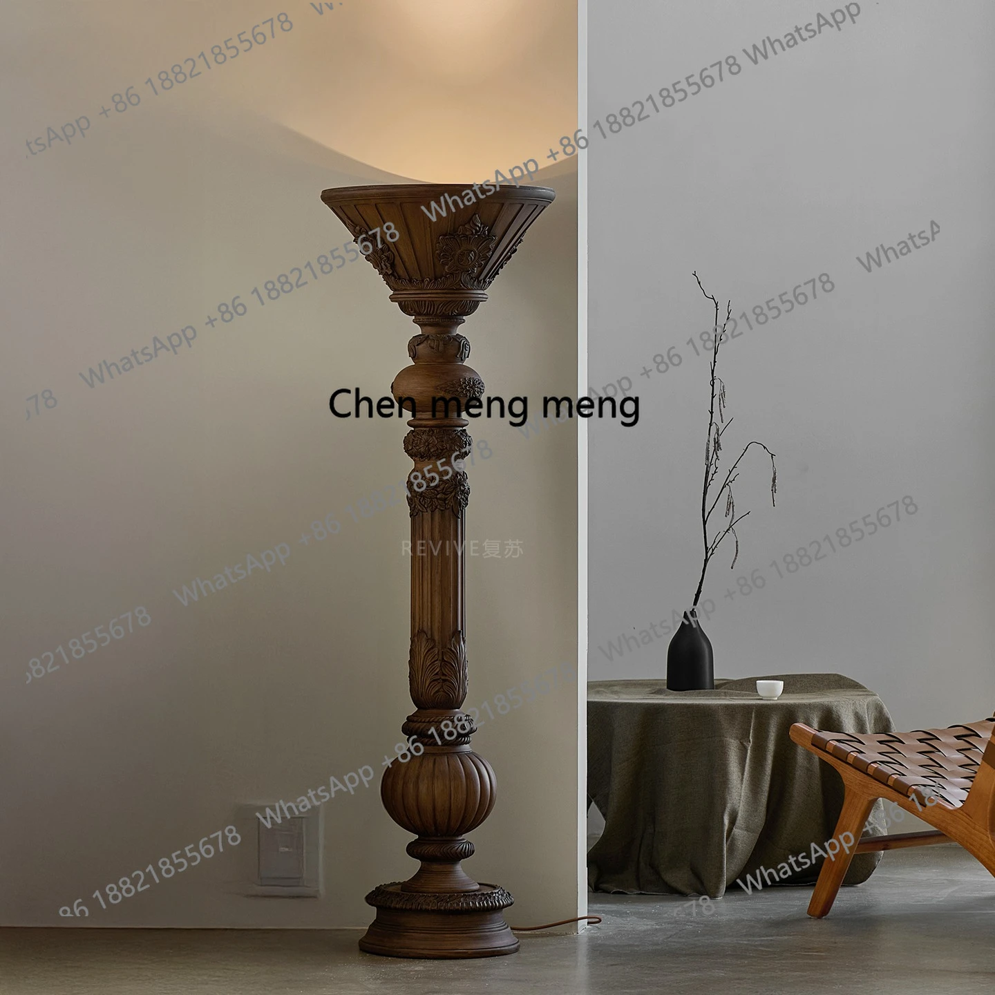 New Chinese floor lamp medieval living room bedroom zen tea room retro model room high-end designer decorative lamp