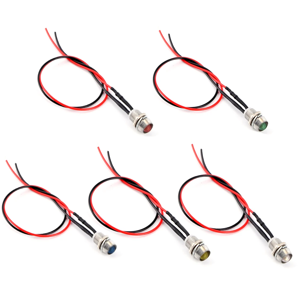 

4 шт. 12 В 8 мм светодиодная панель пилотная приборная сигнальная лампа индикаторная лампа автомобильный фургон