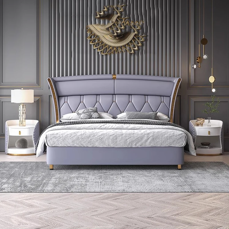 

King Size Modern Bed High End Master Human Double Luxury Bed Bedding Headboard European Muebles Para Dormitorio Nordic Furniture