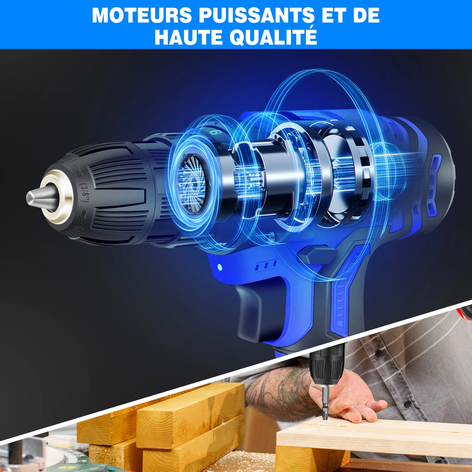 مجموعة مفكات مثقاب لاسلكية 26 في 1، طقم مفك براغي كهربائي عزم دوران 25 + 1 لجدران الحفر DIY وإضاءة LED