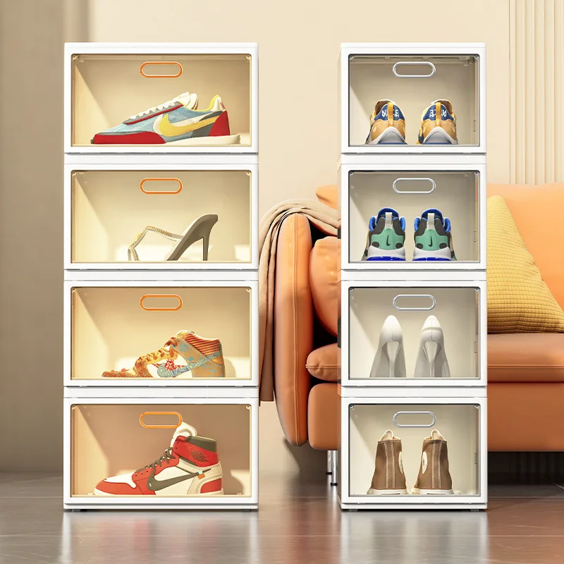 Free Installation Shoe Box Set Storage Box Transparent Shoe Storage Shoe Cabinet Net Celebrity Plastic Storage Folding Rack