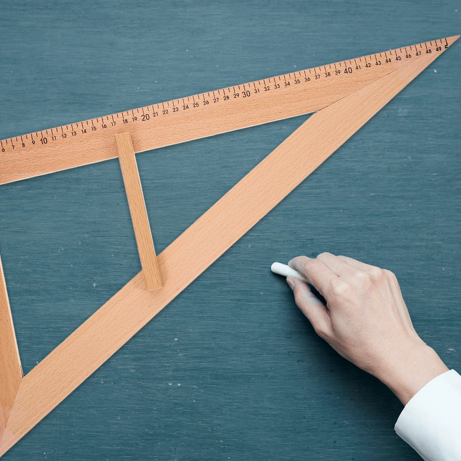 Wooden Triangle Board Teaching Aids Large Scale Ruler Measuring Tool Carpenter Instrument Classroom Supplies Reusable Wood Gauge