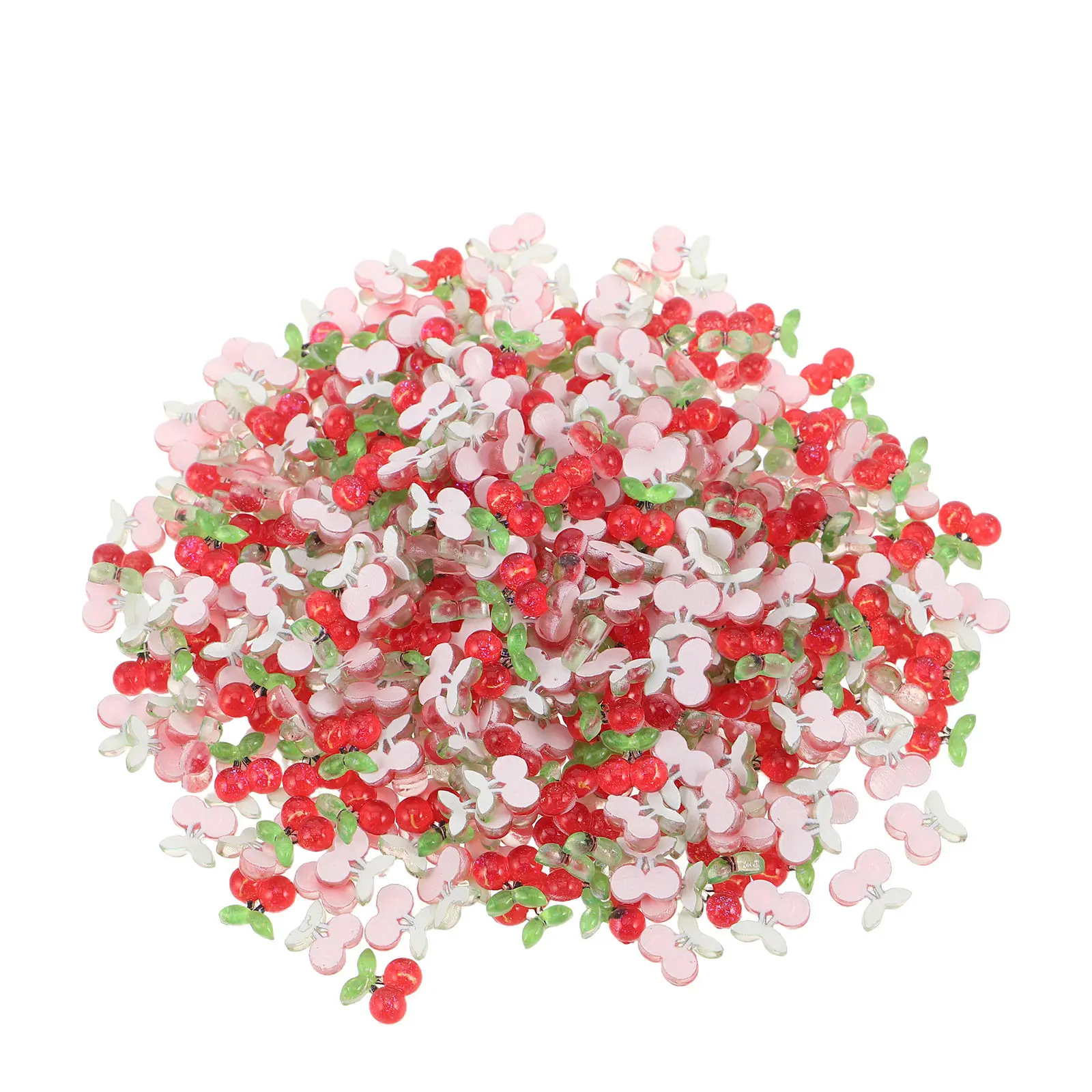 400Pcs Resin Cherry Nail Charms 3D Flatback Mini Red Fruit Nails Art Decoration DIY Manicure Accessories Valentines