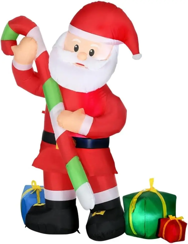 

6ft Inflatable Santa Claus Outdoor Patio Decoration, Christmas Santa Claus and Gifts with LED Lights, Winter Outdoor Decoration,