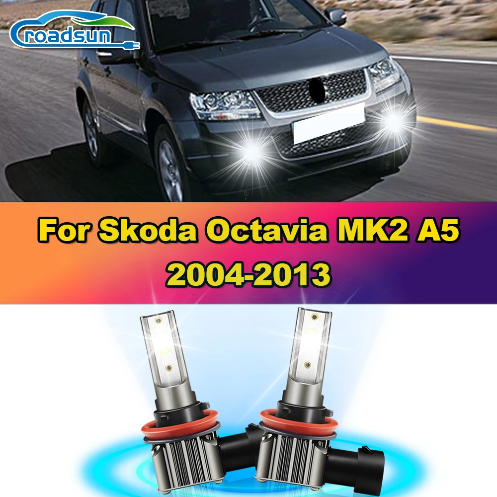 

100W Fog Lights Bulbs 12000LM H8 H9 H11 Auto Fog Lamps 6000K White For Skoda Octavia MK2 A5 2004-2008 2009 2010 2011 2012 2013