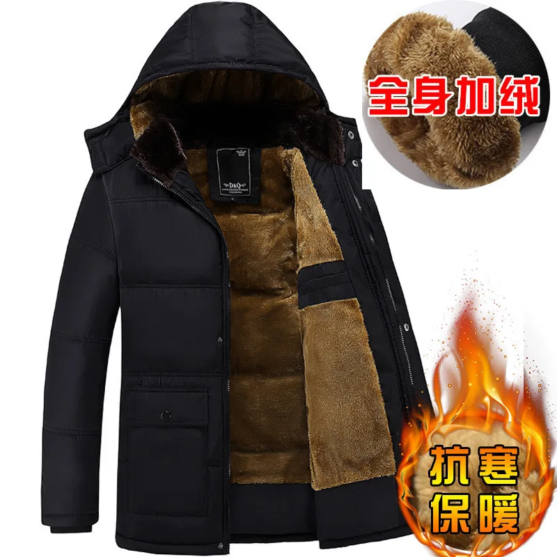 معاطف قطنية في منتصف العمر وكبار السن، معاطف قطنية على شكل سترة للرجال، معاطف سميكة، ملابس خارجية، بدلات قطنية شتوية