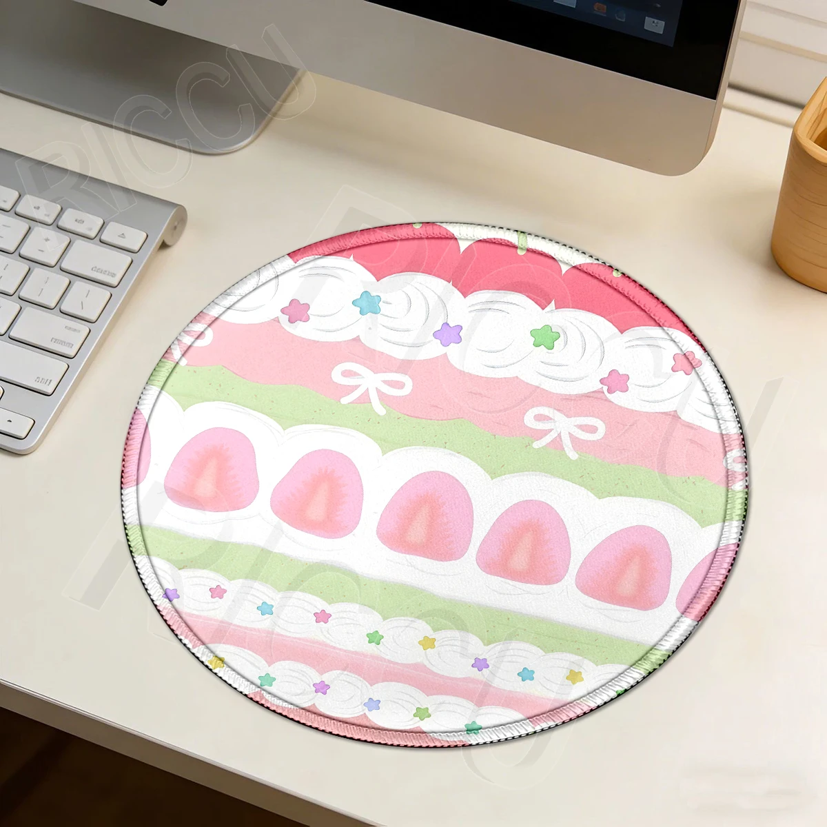 Pink Strawberry Cake Mouse Pad Kawaii Cartoon Bear Mousepad Office Desktop Decort Computer Micemat Gaming Keyboard Accessories