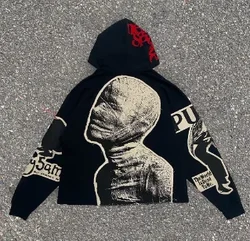 Y2K Goth Style Hoodie Men Retro Mummy Large Print Oversized Pullovers Loose Harajuku Hip Hop Streetwear Gothic Sweatshirt New