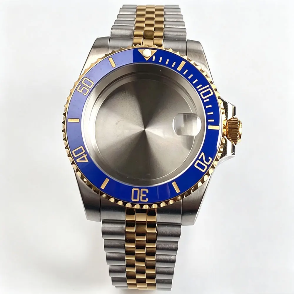 Two Tone Gold Stainless Steel 40mm Men Watch Case For NH34A NH35A NH36 NH38 ETA 2824 PT5000 Miyota 8215 20ATM Diver Watch Case