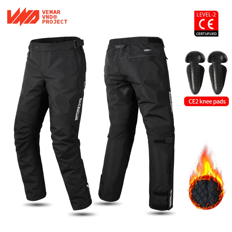 Men's Motorcycle Pants for Winter Warm Thinsulate Cotton Quick Release Pants Motocross Racing Trousers with CE Protective Gear