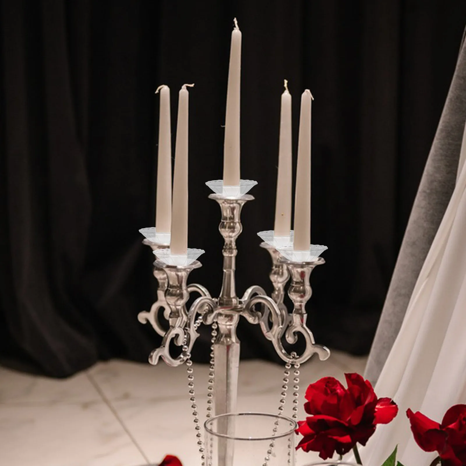 

6Pcs Clear Glass Drip Protector Wax Holder Reusable Decorative Wax Catcher Protective Ring for Taper Candles