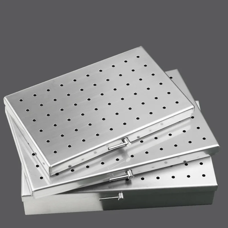 stainless steel sterilization case disinfection box Silicone mat sterilize instrument holder Surgical tools Autoclavable tray