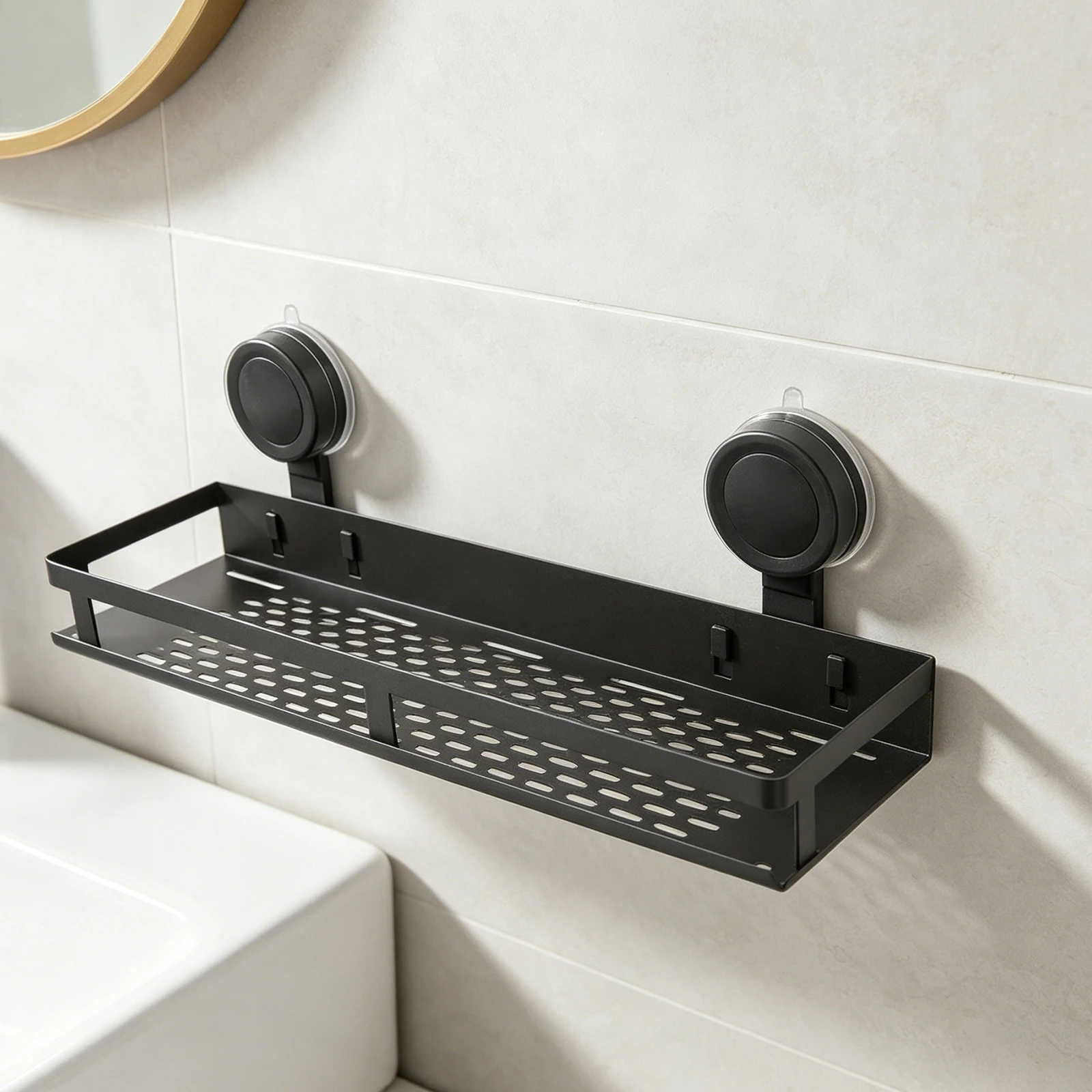 For Bathroom Shower Shelf Portable Shower Shelf Solution Shower Shelf Towel Bar Repositionable Design Upgraded Suction Cups