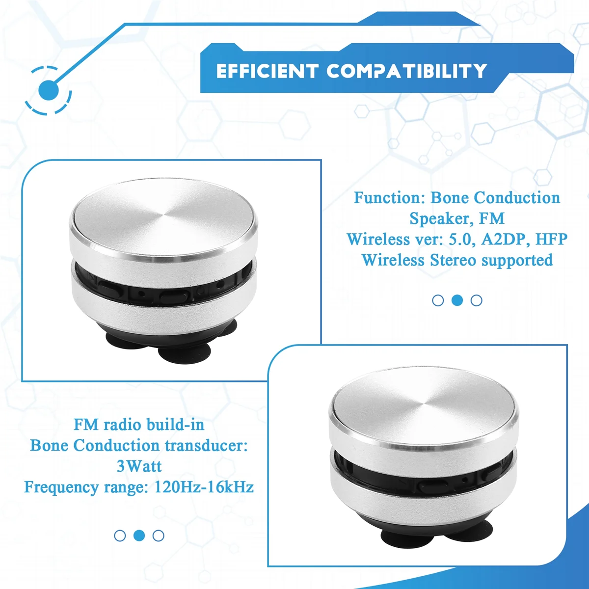 Портативный совместимый динамик костной проводимости RISEN, стереозвук, Bluetooth-динамик (серебристый)
