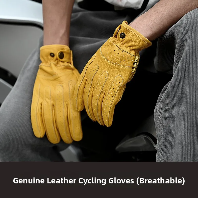 

Retro Leather Motorcycle Gloves Four Seasons Men Women Riding Touchscreen Anti-slip Wear-resistant Biker Gloves Harle Knight