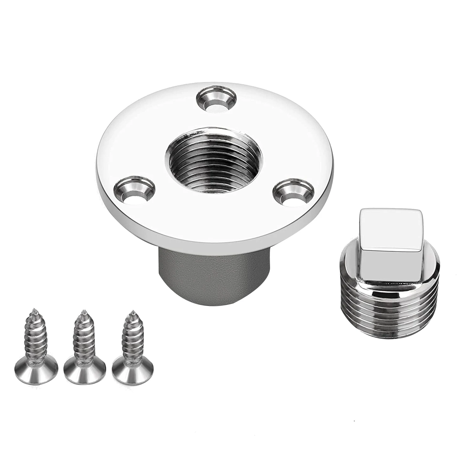 Drain Plug Kit,Universal Marine Stainless Steel Drain Plug Fits 1Inch Hole,with Screws, Transoms Hardware Accessories