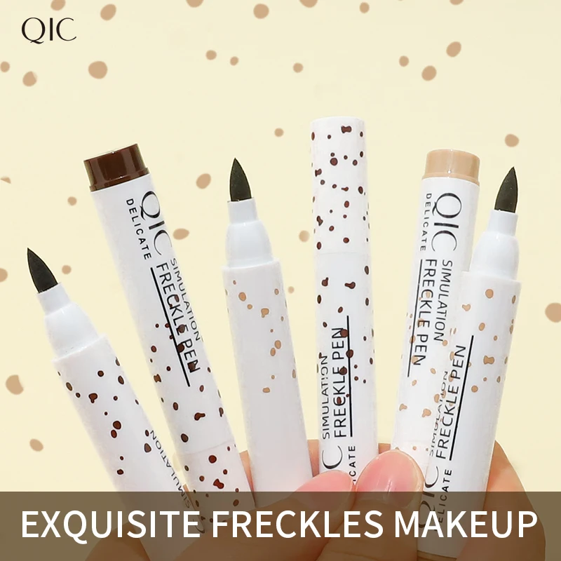 QIC 페이스 가짜 주근깨 펜 자연 방수 실물 같은 가짜 주근깨 펜 오랫동안 지속되는 룩 도트 스팟 펜 메이크업 도구 화장품
