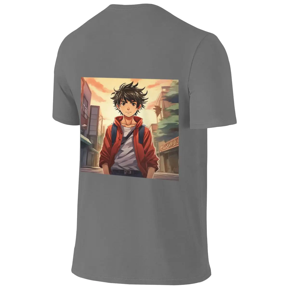 Shonen Trendy Reversible T-shirtAmerican Retro Seamless Splicing Basic Tee