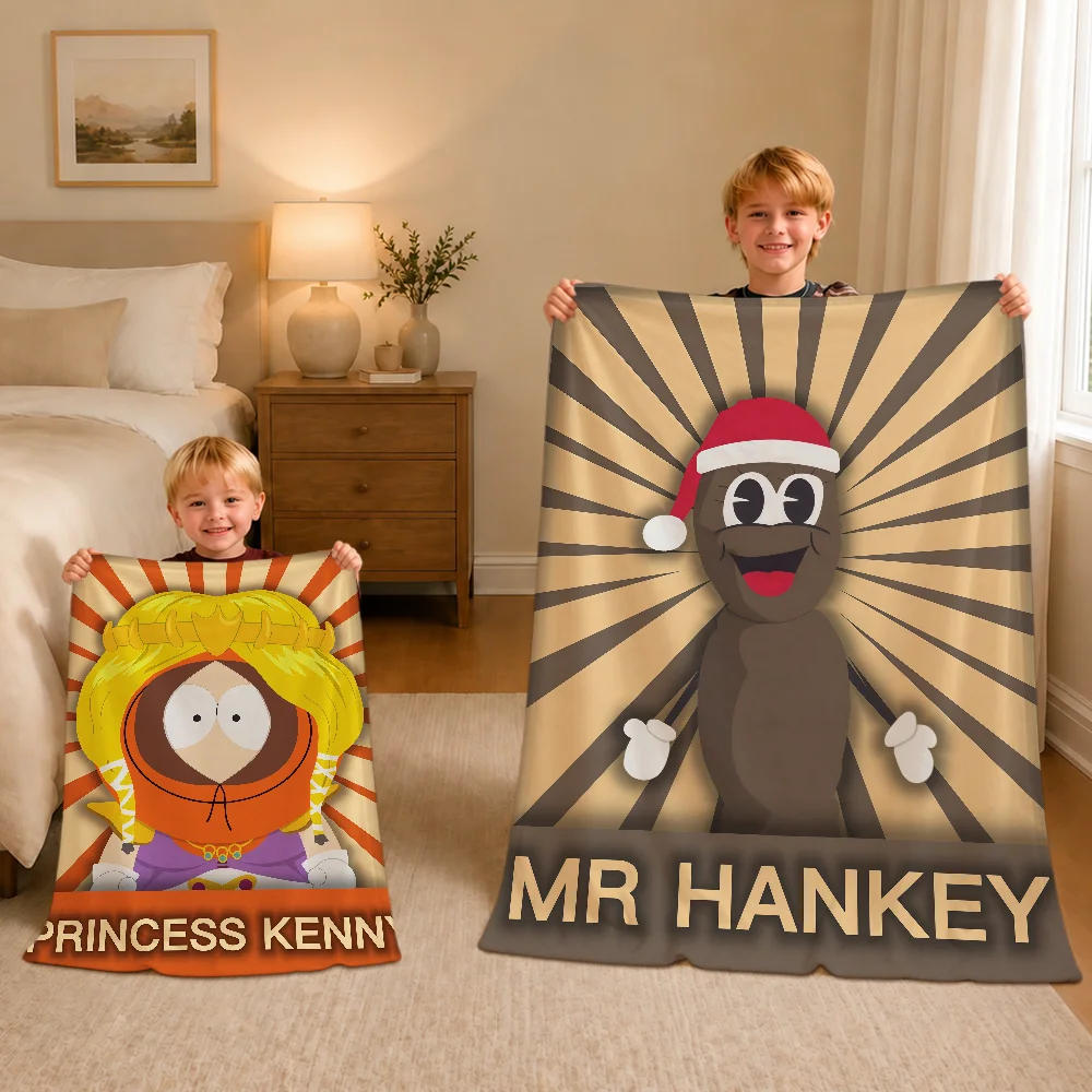 Funny Cartoon Anime Warm Soft Plush Blanket For Sofa Living Room S-SouthS Nap Home P-ParkS Bedroom Travel Gift Flannel Pet Hogar