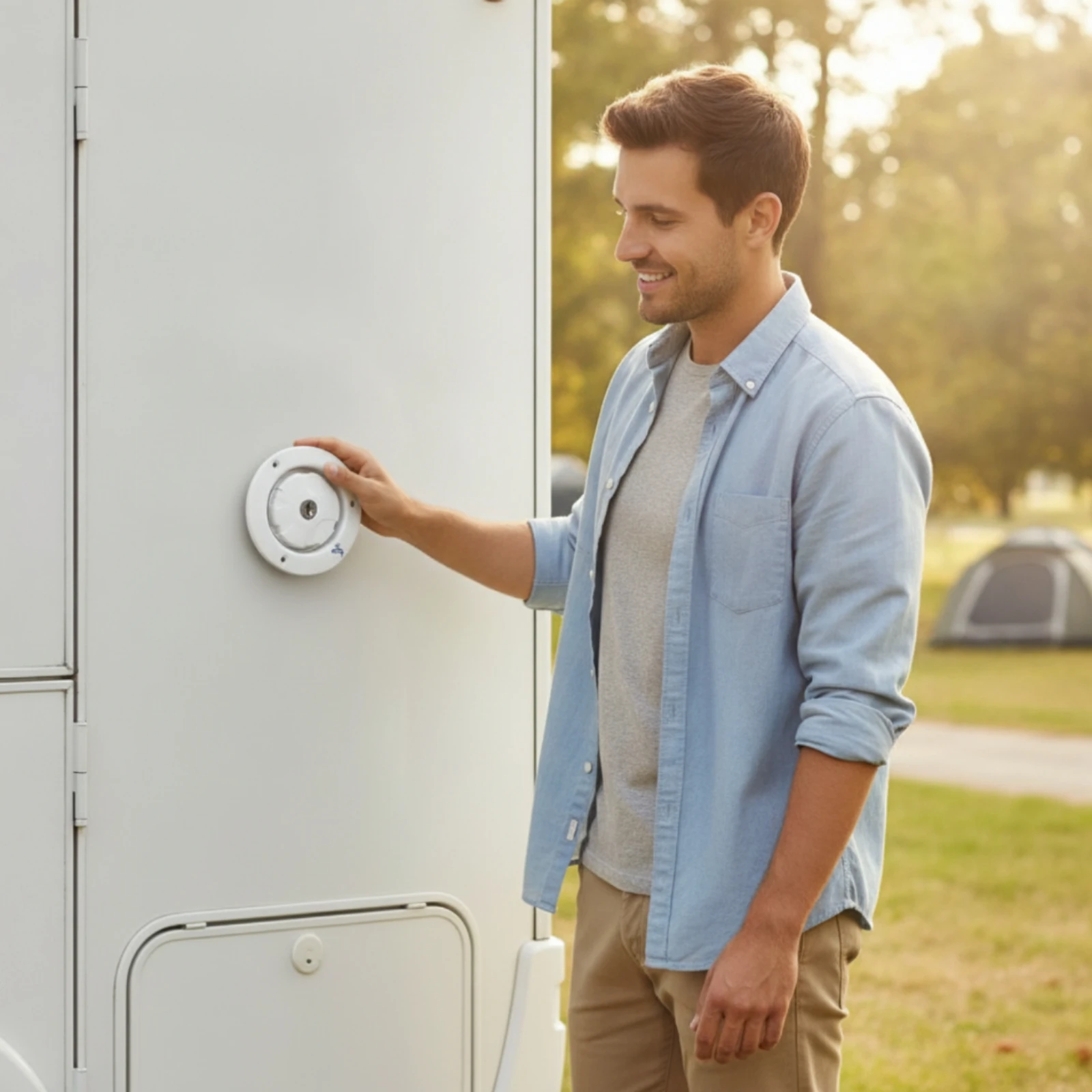 Gravity Water Inlet Round Flush Mount RV Water Fill Hatch Water Inlet with Lock Fresh Water Filler Cap for Van