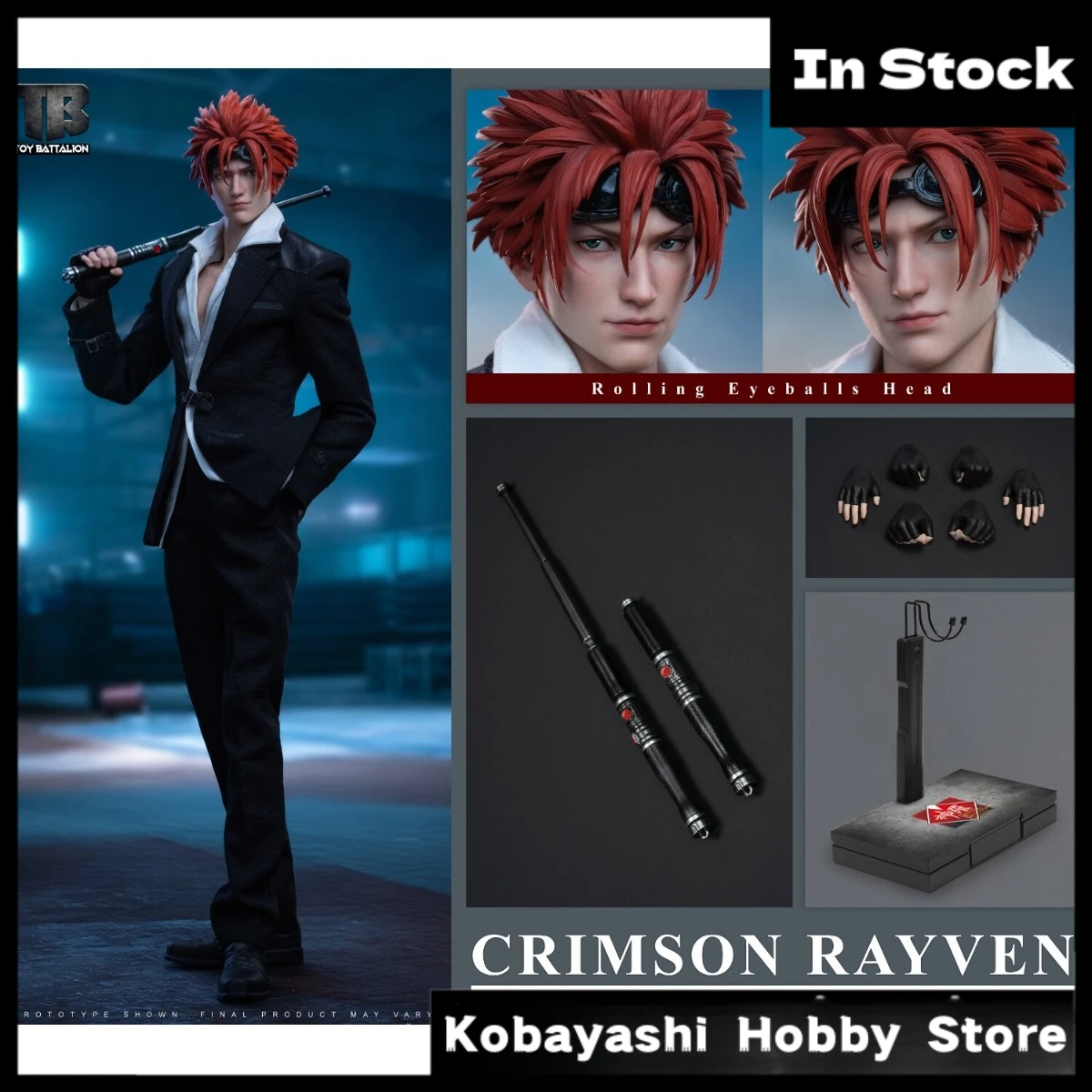 

In Stock Genuine TOYS BATTALION TB029 Crimson Rayven Magnetic Movable Eyes Head 1/6 Scale Action Figure