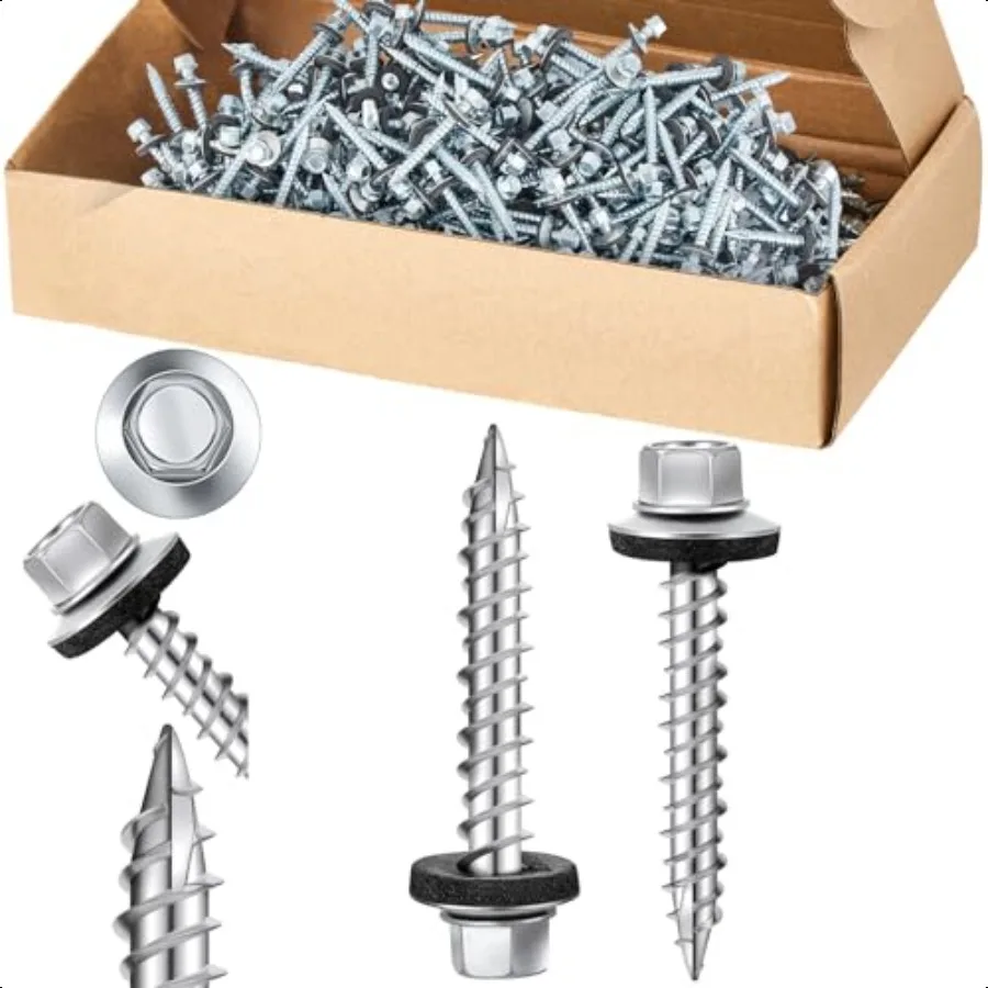 

Metal Roofing Screws 500 10 x 11 2 Zinc Hex Head Sheet Gaanized Roof Self Starting Tapping Siding Sheet with Rubber Washer Seal
