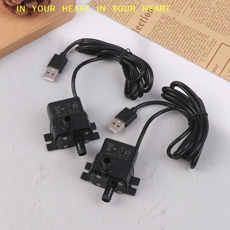 【X】Ultra-quiet Brushless DC USB Water Pump 5V 1W 130L/H Lift 100CM Submersible Fountain Aquarium Circulating Micro Water Pump